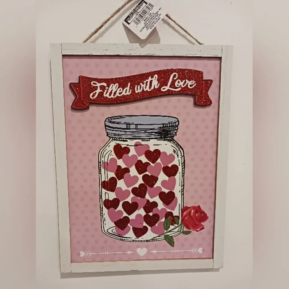 3 for $26 - Valentine’s Day Filled with Love Hanging Signs Decor - Set of 2